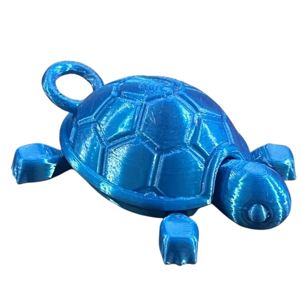 Blue Articulated Turtle With Small Split Circle Key Ring & Clasp- Handcrafted